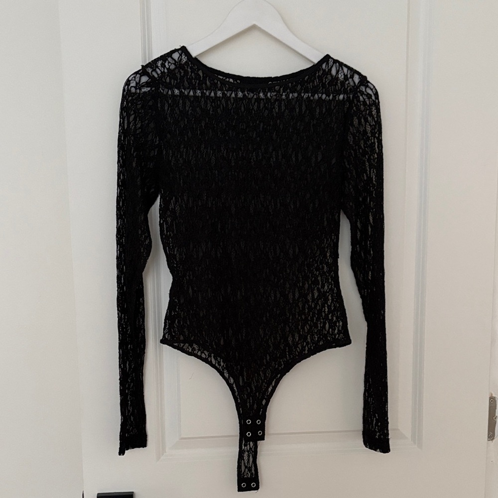 Dynamite Black Sheer Lace Bodysuit